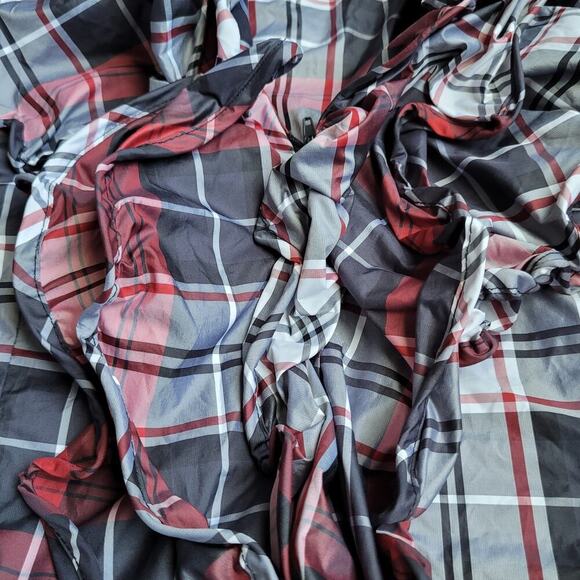 Boston Proper Womens Taffeta Tartan Ruffle Full Zip Blouse 12 Plaid Multi Corset - Picture 6 of 9